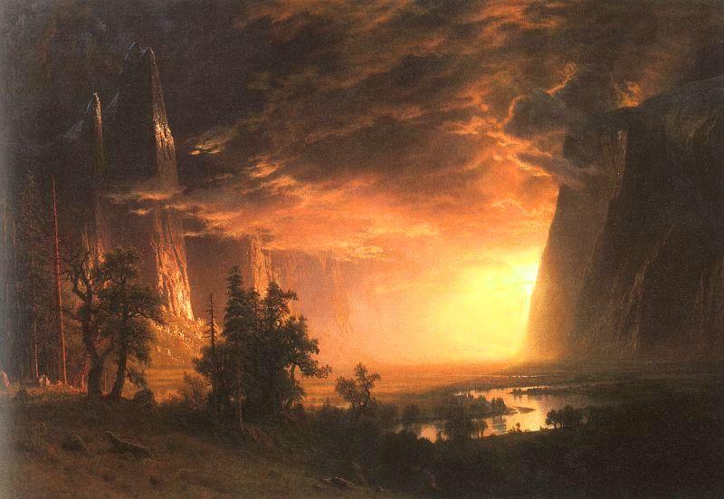 Albert Bierstadt Sunset in the Yosemite Valley oil painting image
